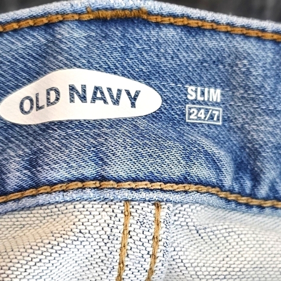 Old Navy Men's Slim Fit Medium Wash Rip and Repair Design Size 29x30 - Picture 3 of 7